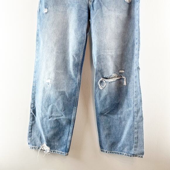 Gap Low Rise Distressed Denim Stride Wide-Leg Jeans Light Indigo Blue 27 / 4 - Picture 5 of 7